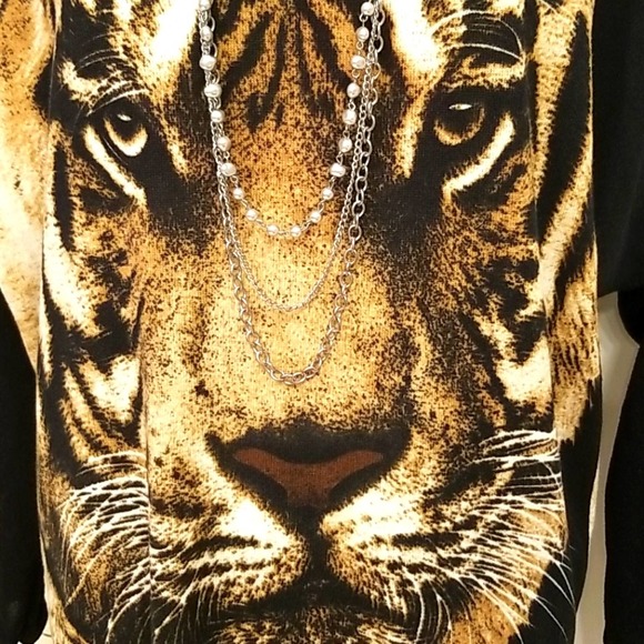 Mojoyce Tiger Head Batwing Jumper Sweater Black M - Picture 7 of 10